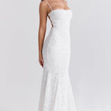 Sexy Spaghetti Strap Back Lace Up Formal Dress