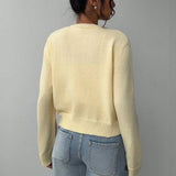 Plain Knit Long Sleeve Cardigan