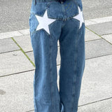 Star Print Loose Wide Leg Jeans