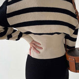 Cut-Out Waist Striped Sweater