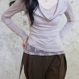 Mock Two Piece Draped Lace Knit Top