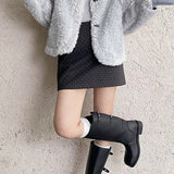 Polka Dot Wool A-Line Skirt