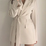 Belted Loose Fit Straight Blazer