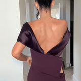 Off-Shoulder Slim Fitted Maxi Party Dress