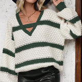 Bell Sleeve Color Block Knit Sweater