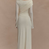 V-Neck Slim Fit Ruched Maxi Dress