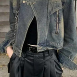 Slim Fit Denim Moto Jacket