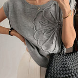 Casual Short Sleeve Knit Sweater