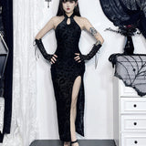Flocking Cheongsam New Chinese Mandarin Collar Slim Fit Mini Modern Qipao Dress