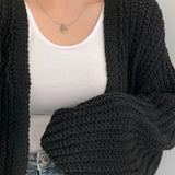 Chic Oversized Lantern Sleeve Cardigan