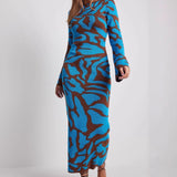 Knit Leopard Print Long Sleeve Sweater Dress