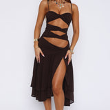 Dancing In Greece Midi Dress Chocolate