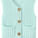 Sleeveless Cropped Knit Sweater Cardigan