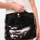 Bow Tie Textured Cardigan & Mid Rise Sequin Skort