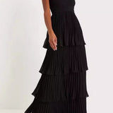 Strapless Ruched Ruffled Tiered Party Dress