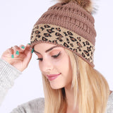 Leopard Print Slouchy Knit Beanie Hat