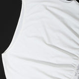 Asymmetric Collar Lace Sheer Sleeveless Crop Top