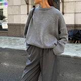 Casual Solid Color Pullover Sweater