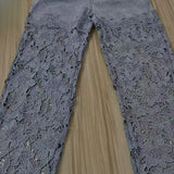 High Waist Lace Cutout Long Wide Leg Jeans