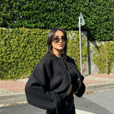 Faux Wool Short Zip Bomber Jacket