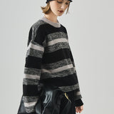 Loose Fit Round Neck Striped Sweater