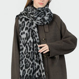 Cozy Leopard Print Faux Wool Scarf