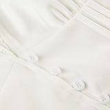 Lace Paneled V Neck Puff Short Sleeve Blouse