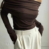 Off Shoulder Slim Knit Sweater