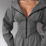 Hooded Drawstring Two Piece Pants Set