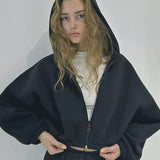Zip Up Cropped Y2K Hoodie