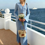 V Neck Knit Cardigan Slim Skirt Two Piece Set