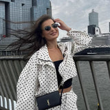 Polka Dot Drawstring Top Two Pieces Set