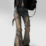 Low Waist Flare Cargo Jeans