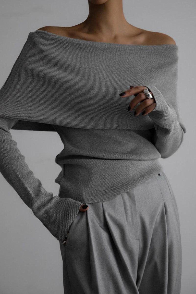 Sexy Off Shoulder Ribbed Sweater