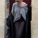 3D V Neck Paneled Oversized Solid Sweater