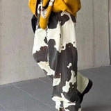 Baggy Cow Pattern Wide Leg Jeans