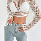 Crochet Bell Sleeve Crop Sweater
