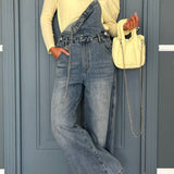 Vintage Washed Wide-Leg Overall Jeans