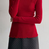 Polka Dot Wool A-Line Skirt