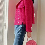 Tweed Double-Breasted Slim Blazer