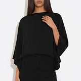 Chic Back Deep V Cowl Neck Loose Mini Dress