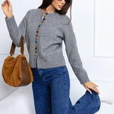 Color Button Knit Cardigan Sweater