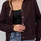 Single Button V-Neck Knit Sweater