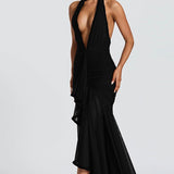 Sexy Deep V Halter Mermaid Party Dress