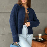 Color Button Knit Cardigan Sweater