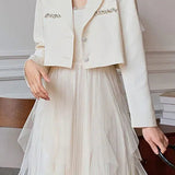 Crystal Decor Notched Cropped Blazer