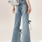 Slim Fit Bow Flare Jeans