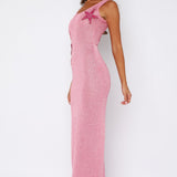 Marine Mist Sequin Knit Maxi Dress Pink