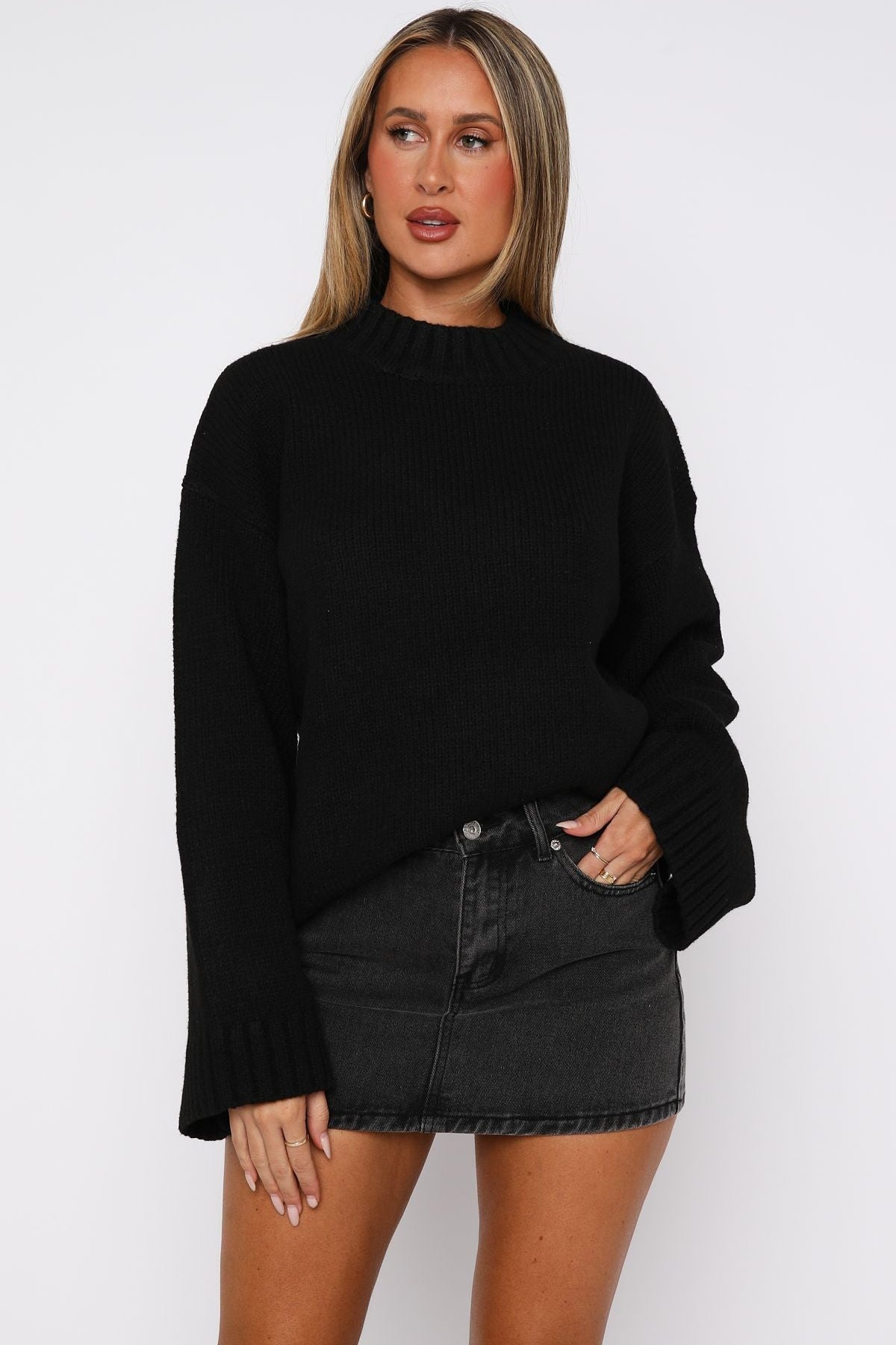 Winter's Chill Knit Sweater Black