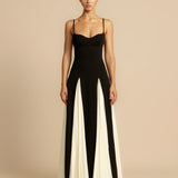 Celia | Elegant Contrast Ruffles Maxi Dress